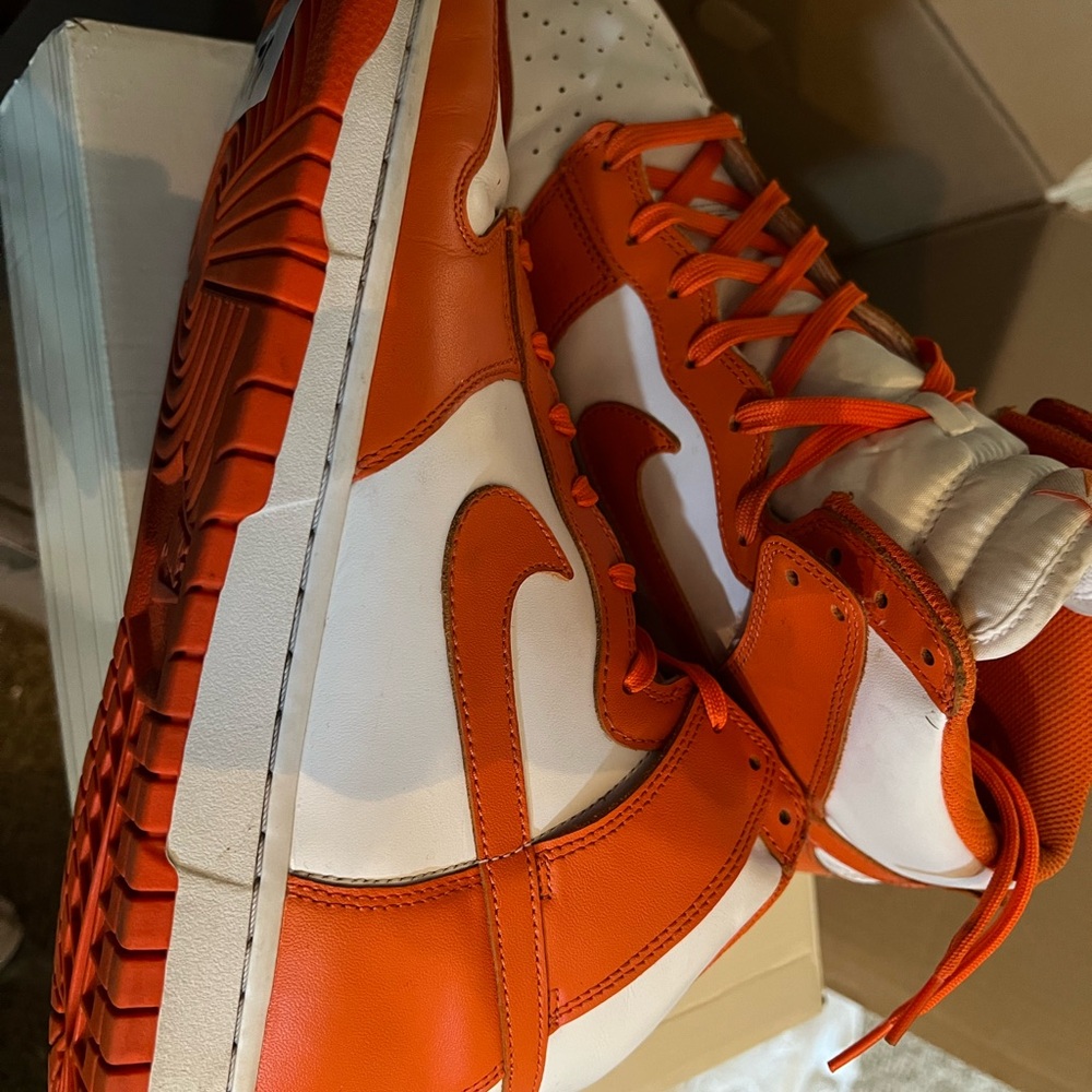 Nike Orange and White High-Top Sneakers